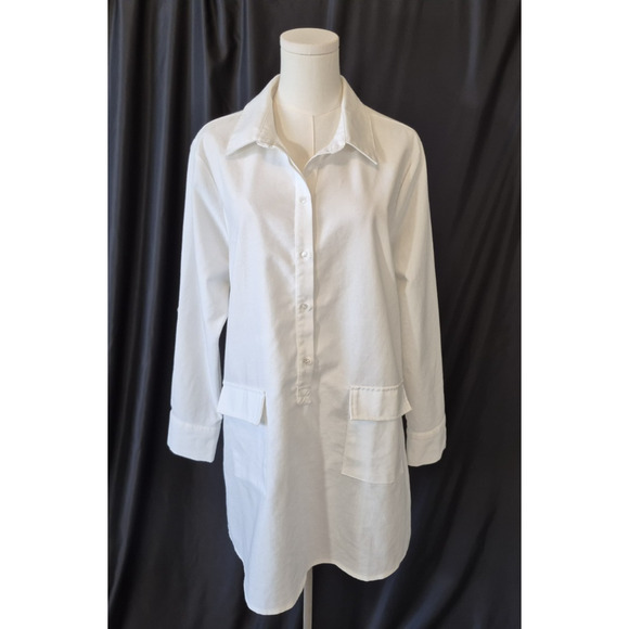 New The Shirt Rochelle Behrens White Cotton The Raya Shirt Dress Medium - Picture 1 of 9